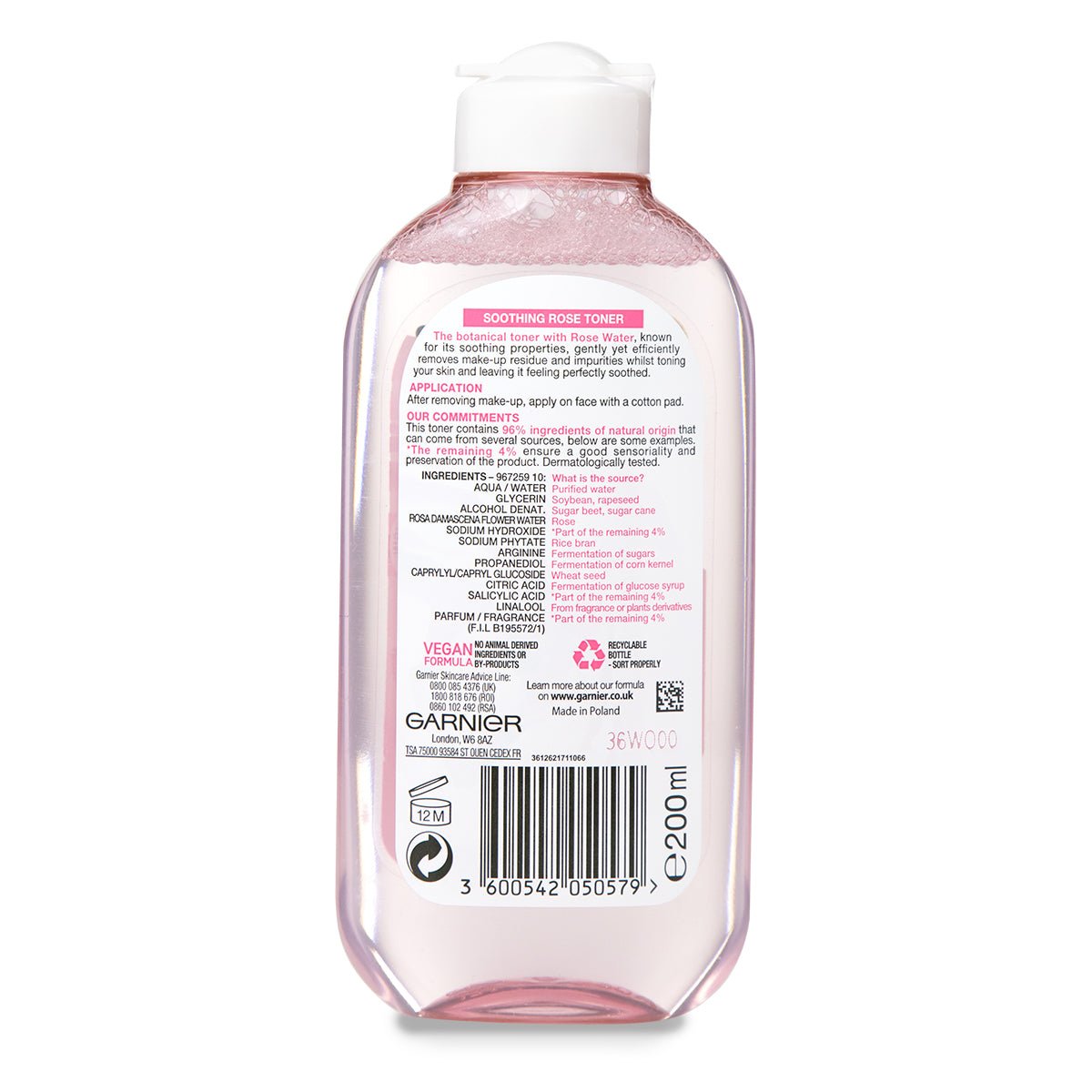 Garnier Naturals 200ml Rose Toner - Intamarque - Wholesale 3600542050579