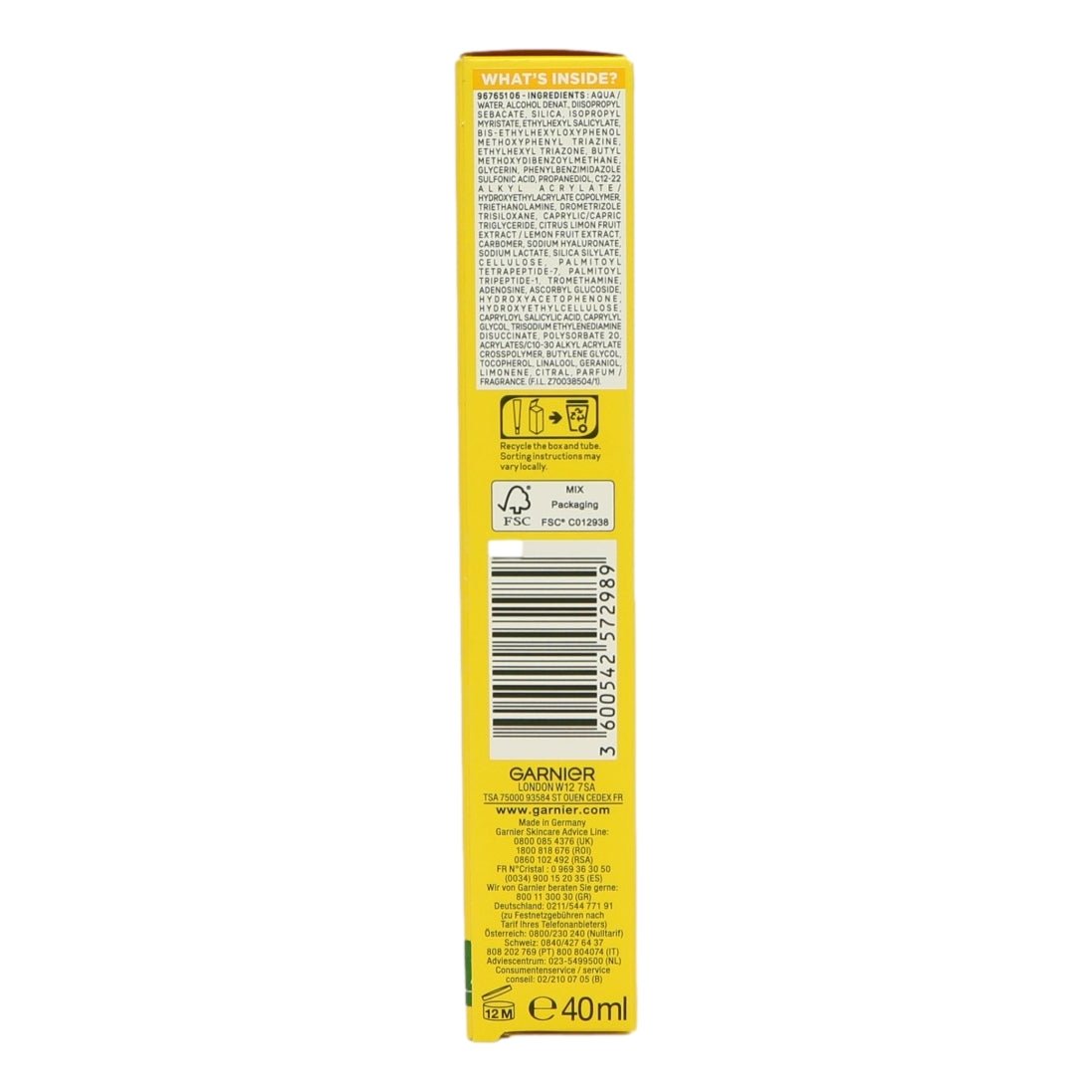 Garnier Vitamin C DAILY UV Invisible SPF50+ 40ml - Intamarque - Wholesale 3600542572989