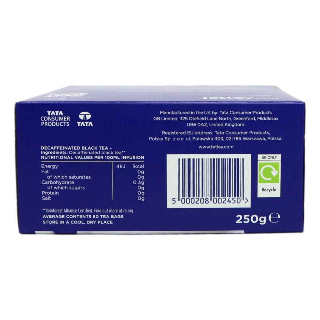 Tetley Decaf 80 Tea Bags 250g - Intamarque - Wholesale 5000208002450