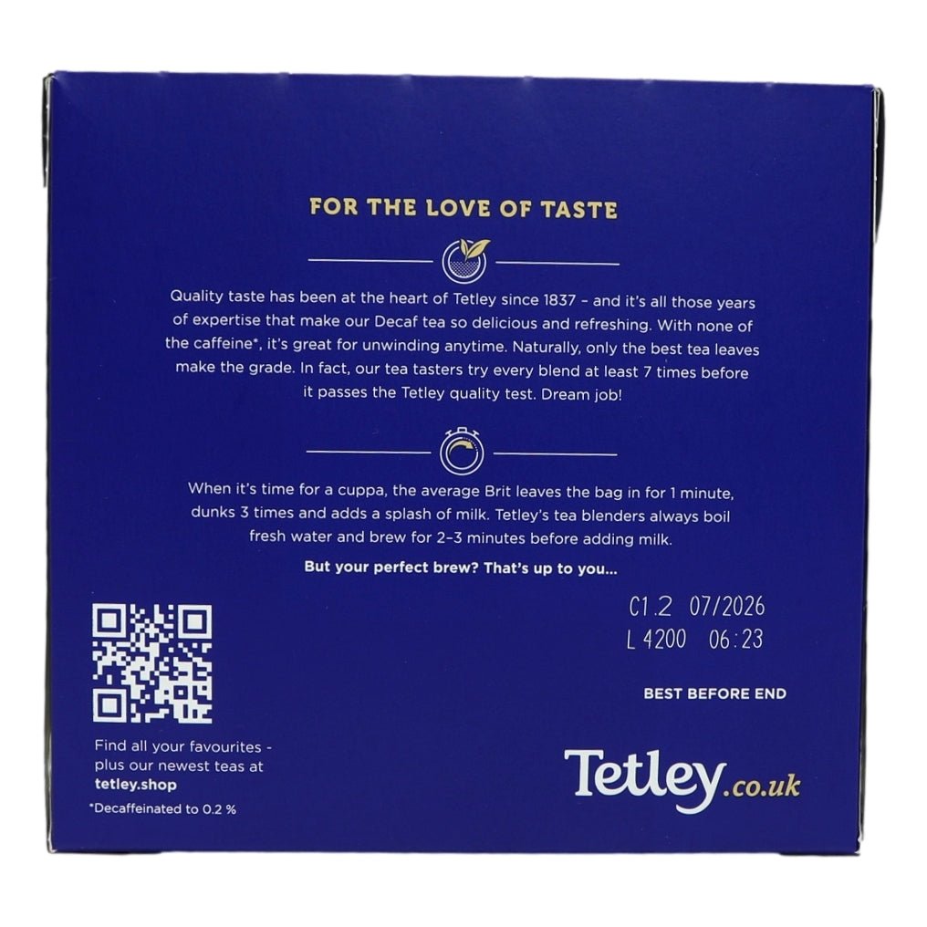 Tetley Decaf 80 Tea Bags 250g - Intamarque - Wholesale 5000208002450