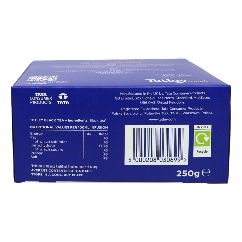 Tetley Original 80 Tea Bags 250g - Intamarque - Wholesale 5000208030699