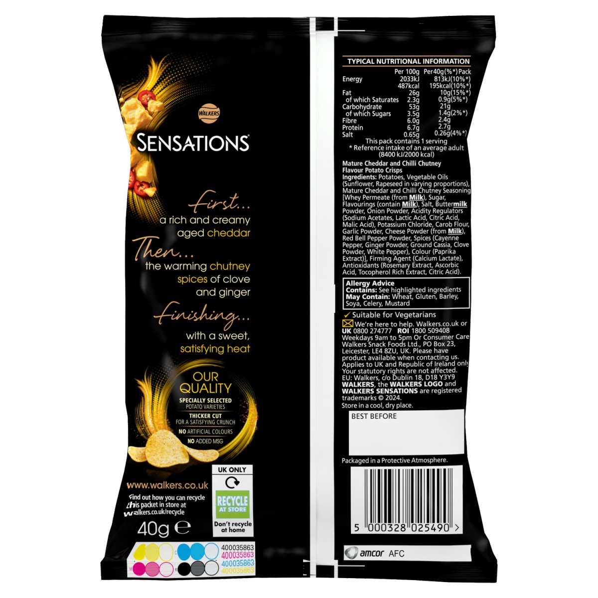 Walkers Sensations Mature Cheddar & Chilli Chutney 40g - Intamarque - Wholesale 5000328025490