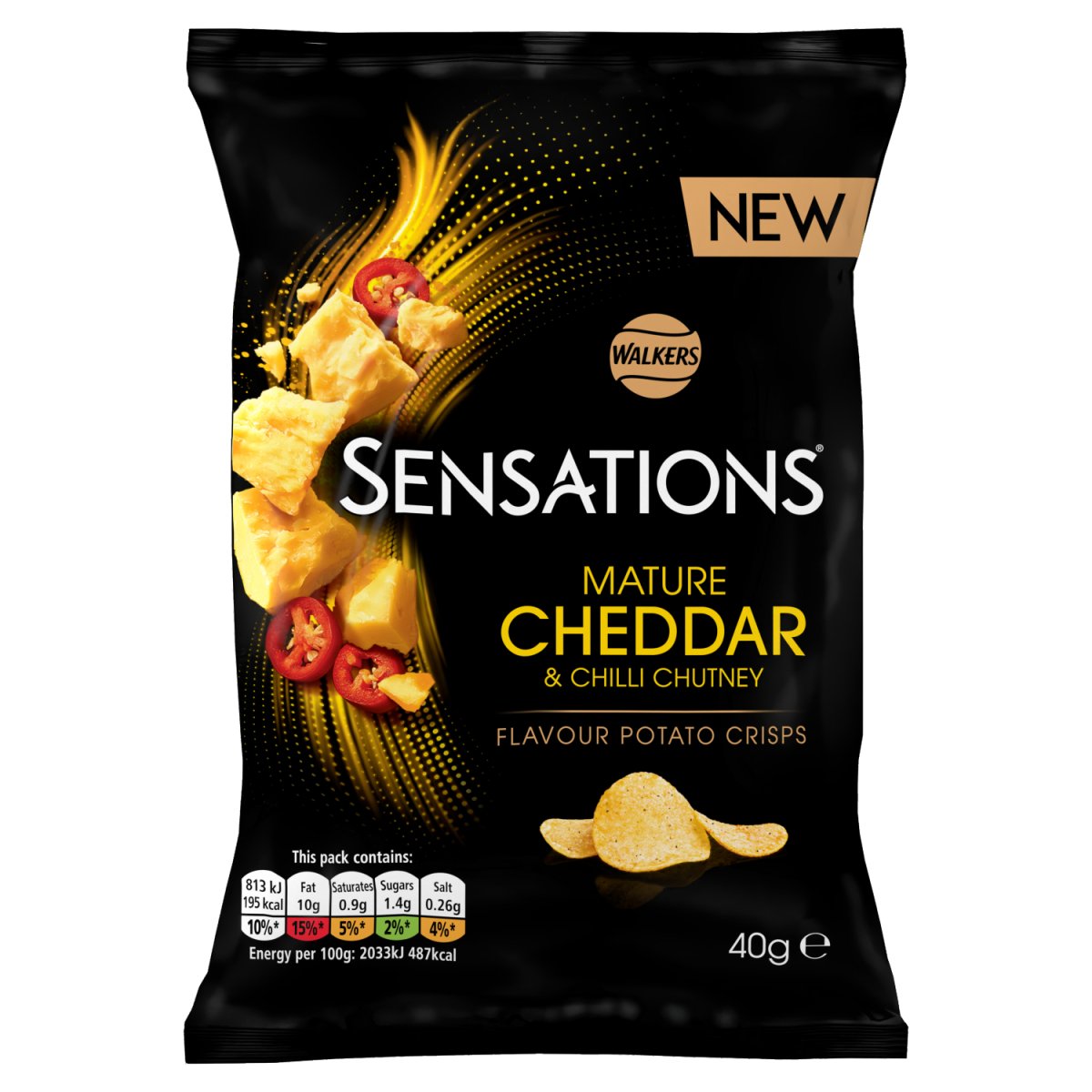 Walkers Sensations Mature Cheddar & Chilli Chutney 40g - Intamarque - Wholesale 5000328025490