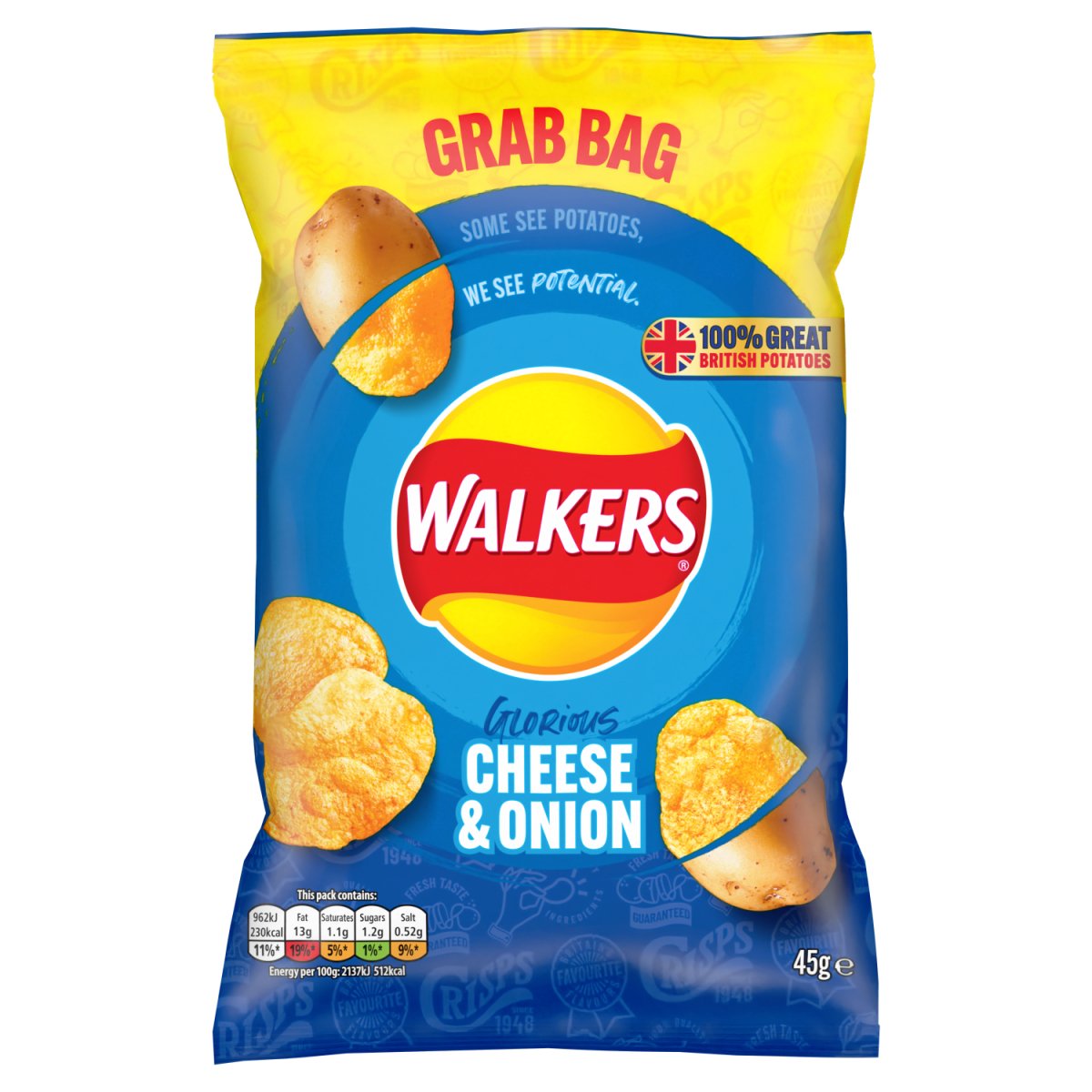 Walkers Grab Bag Cheese & Onion 45G - Intamarque - Wholesale 5000328270715