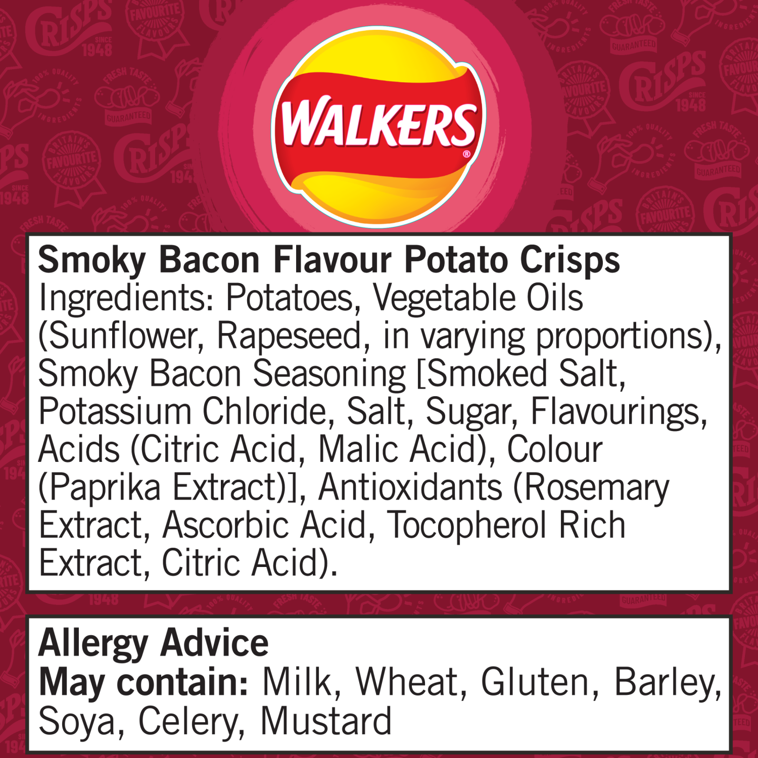 Walkers Grab Bag Smokey Bacon 45G