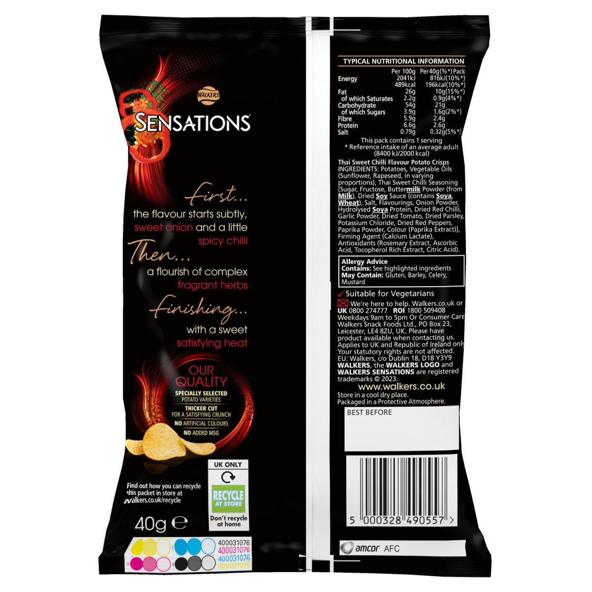 Walkers Sensations Thai Sweet Chilli 40G - Intamarque - Wholesale 5000328490557