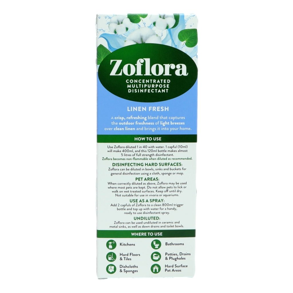 Zoflora Disinfectant 120ml Linen Fresh - Intamarque - Wholesale 5011309276176