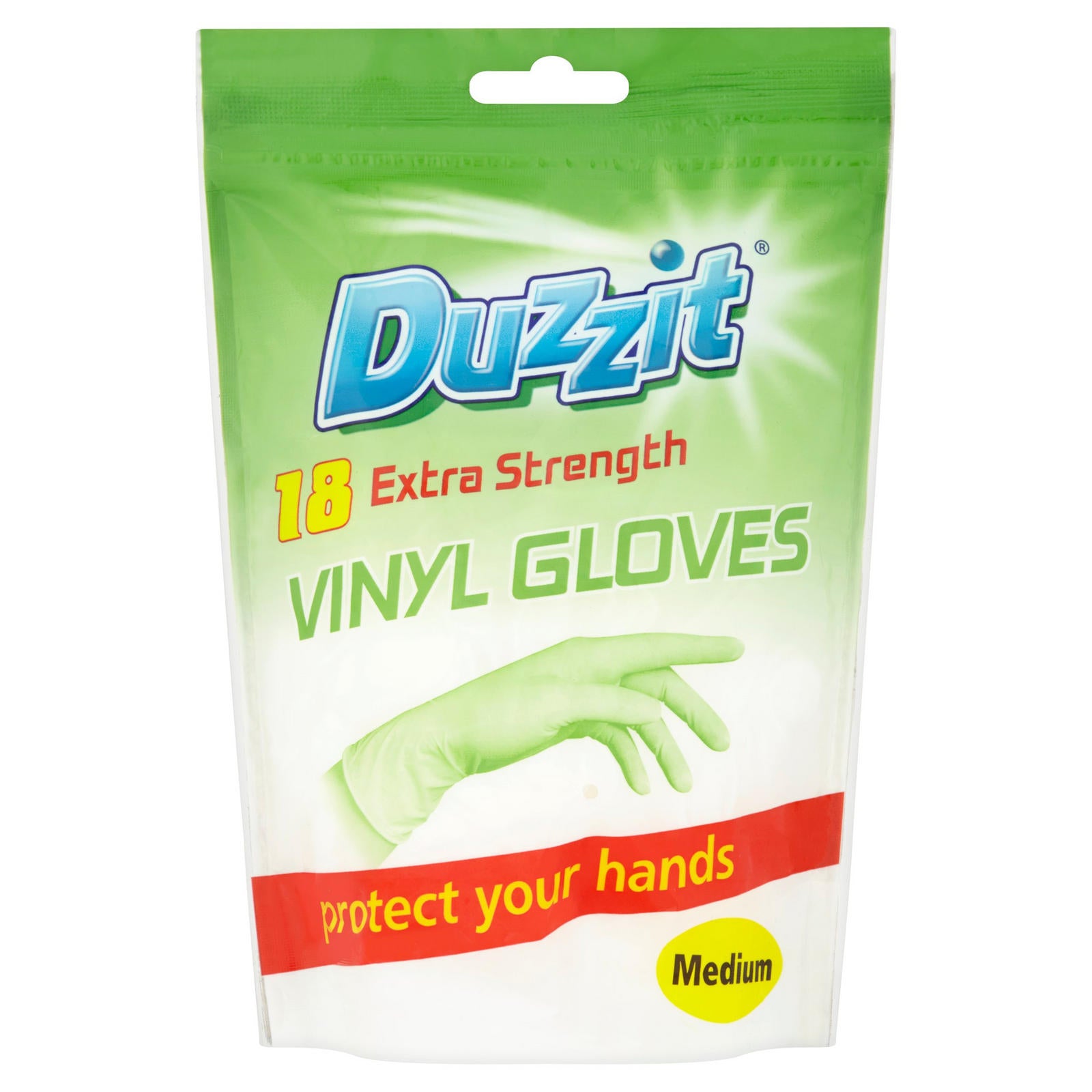 Duzzit Extra Strength Vinyl Gloves 18pk - Medium