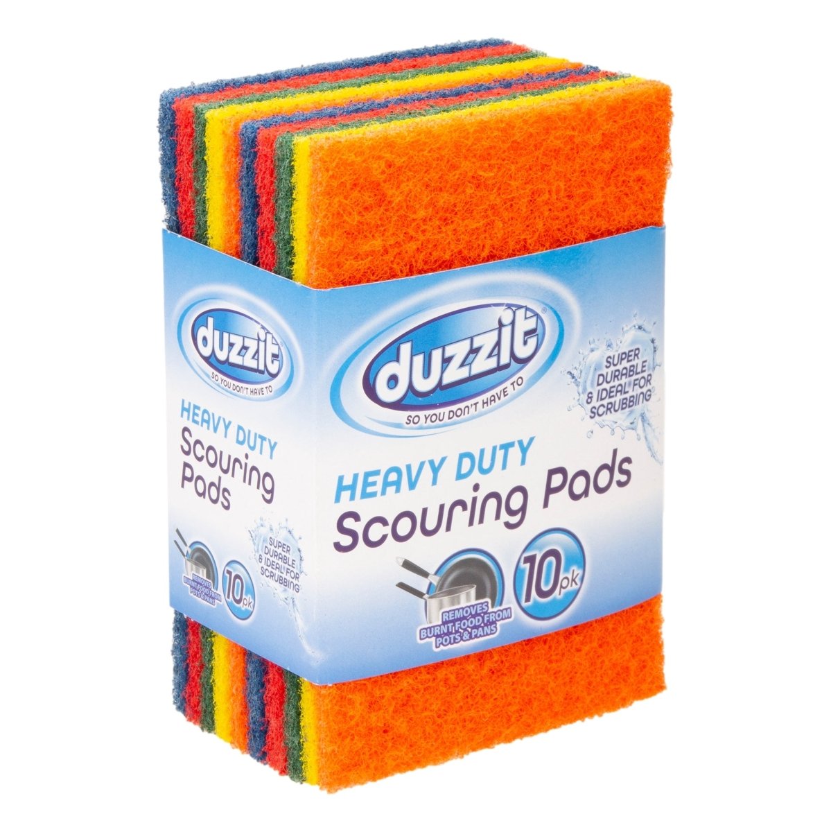 Duzzit Heavy Duty Scouring Pad Asstd 10Pk - Intamarque - Wholesale 5053249252711