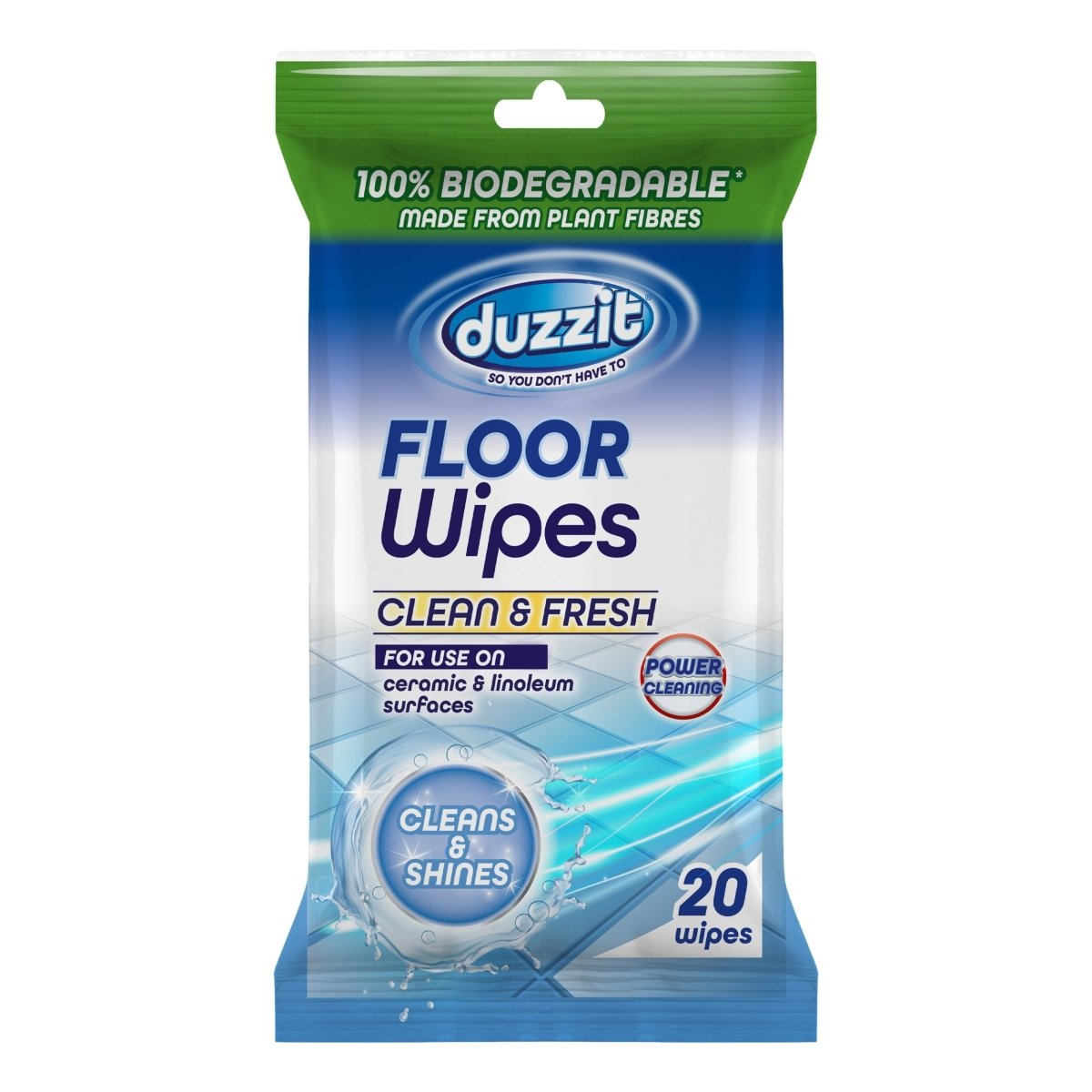 Duzzit Biodegradable Floor Wipes Clean & Fresh 20Pk - Intamarque - Wholesale 5053249260495