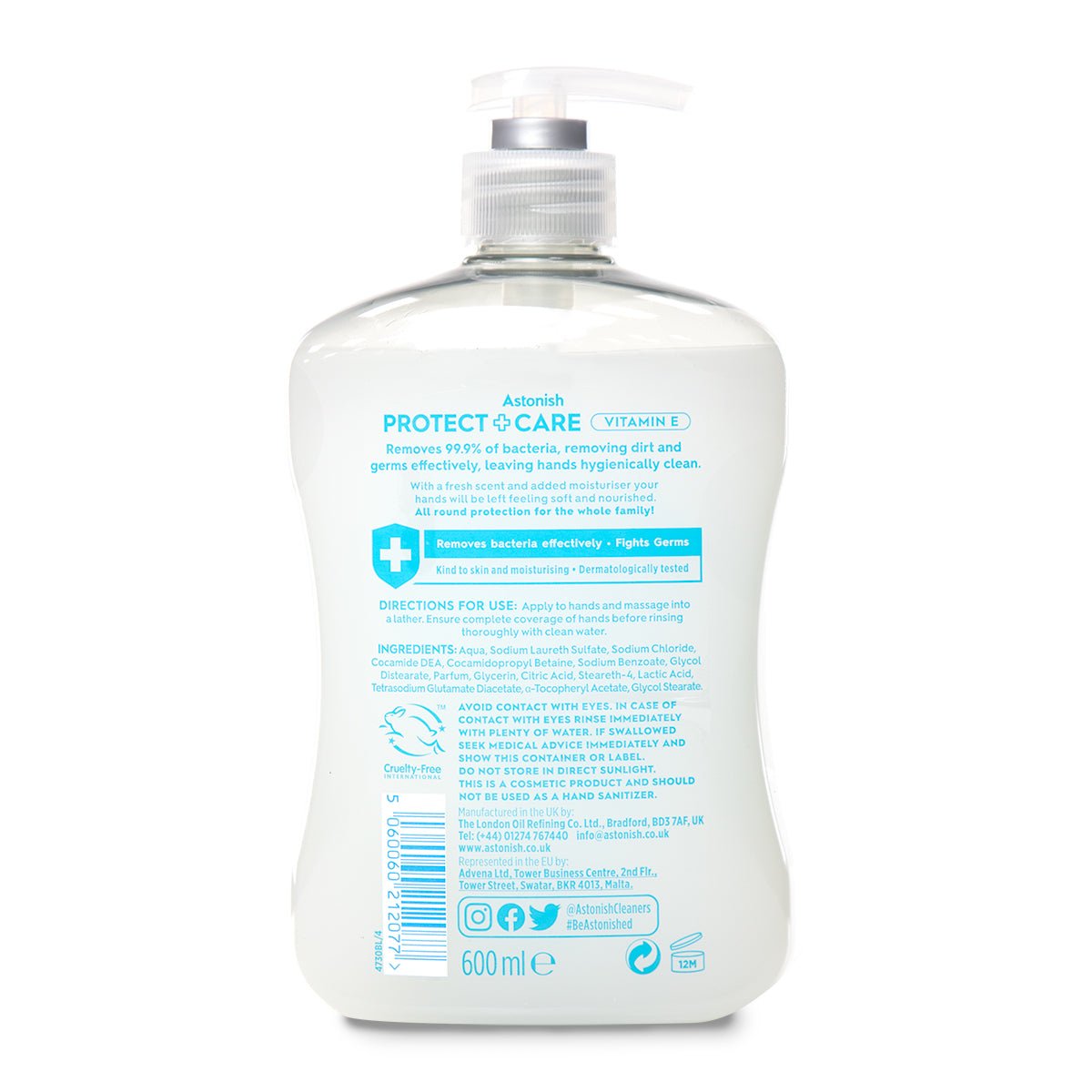 Astonish Protect and Care Handwash 600ml Vitamin E - Intamarque - Wholesale 5060060212077