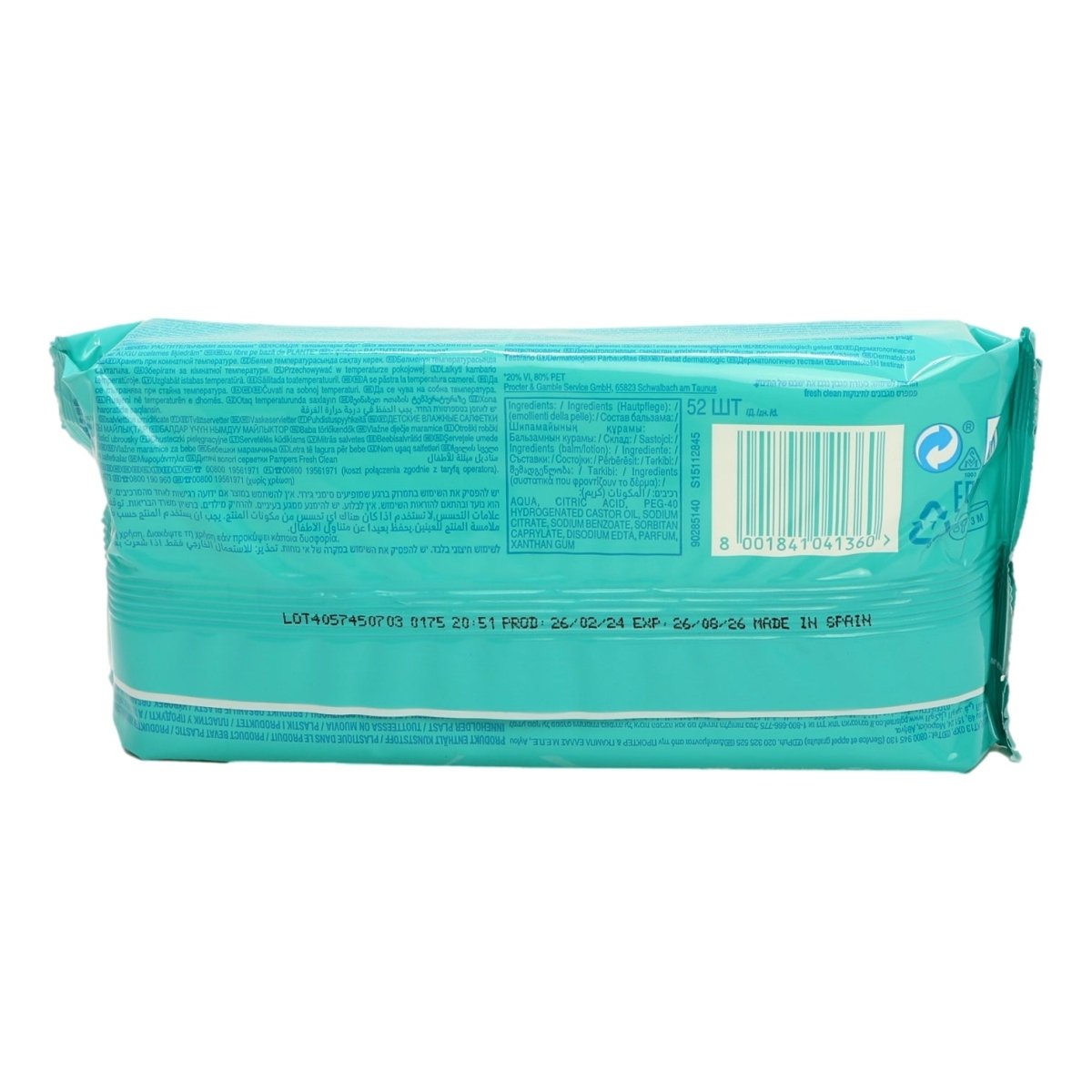 Pampers Baby Wipes 52s Fresh Clean - Intamarque - Wholesale 8001841041360