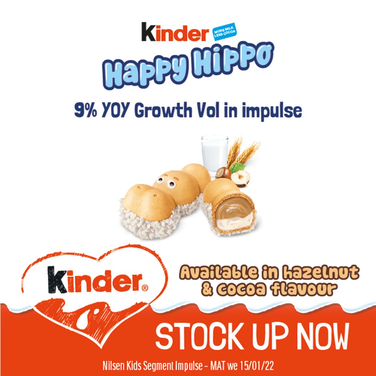 Kinder Happy Hippo Milk And Hazelnut Biscuits 5 X 20.7g - Intamarque - Wholesale 80136194