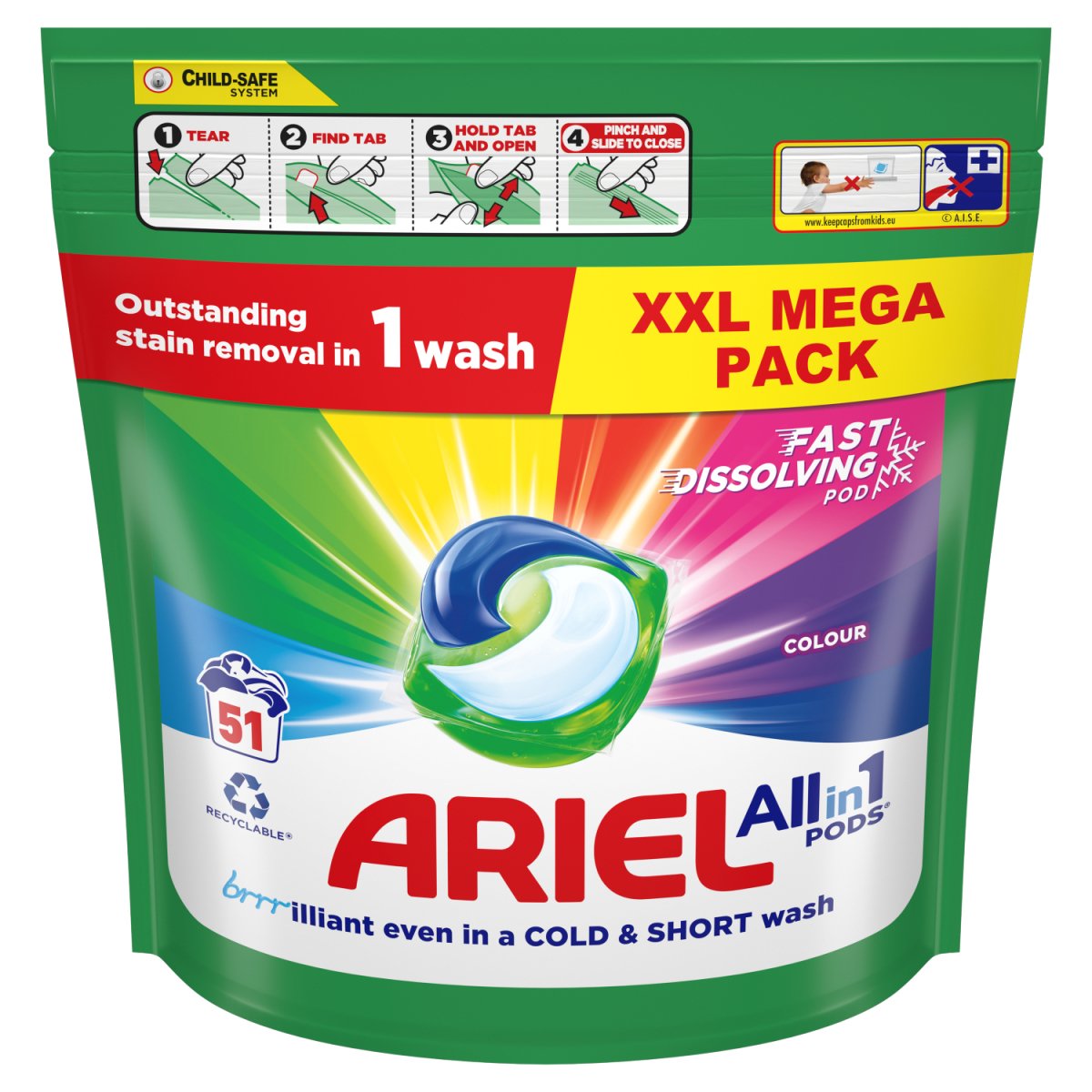 Ariel Colour All in1 Pods Washing Liquid Capsules 51 Washes - Intamarque - Wholesale 8700216465182