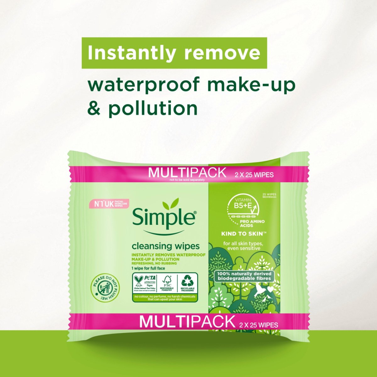 Simple Bio Wipes Multi Pack 2x25's - Intamarque - Wholesale 8720181209451