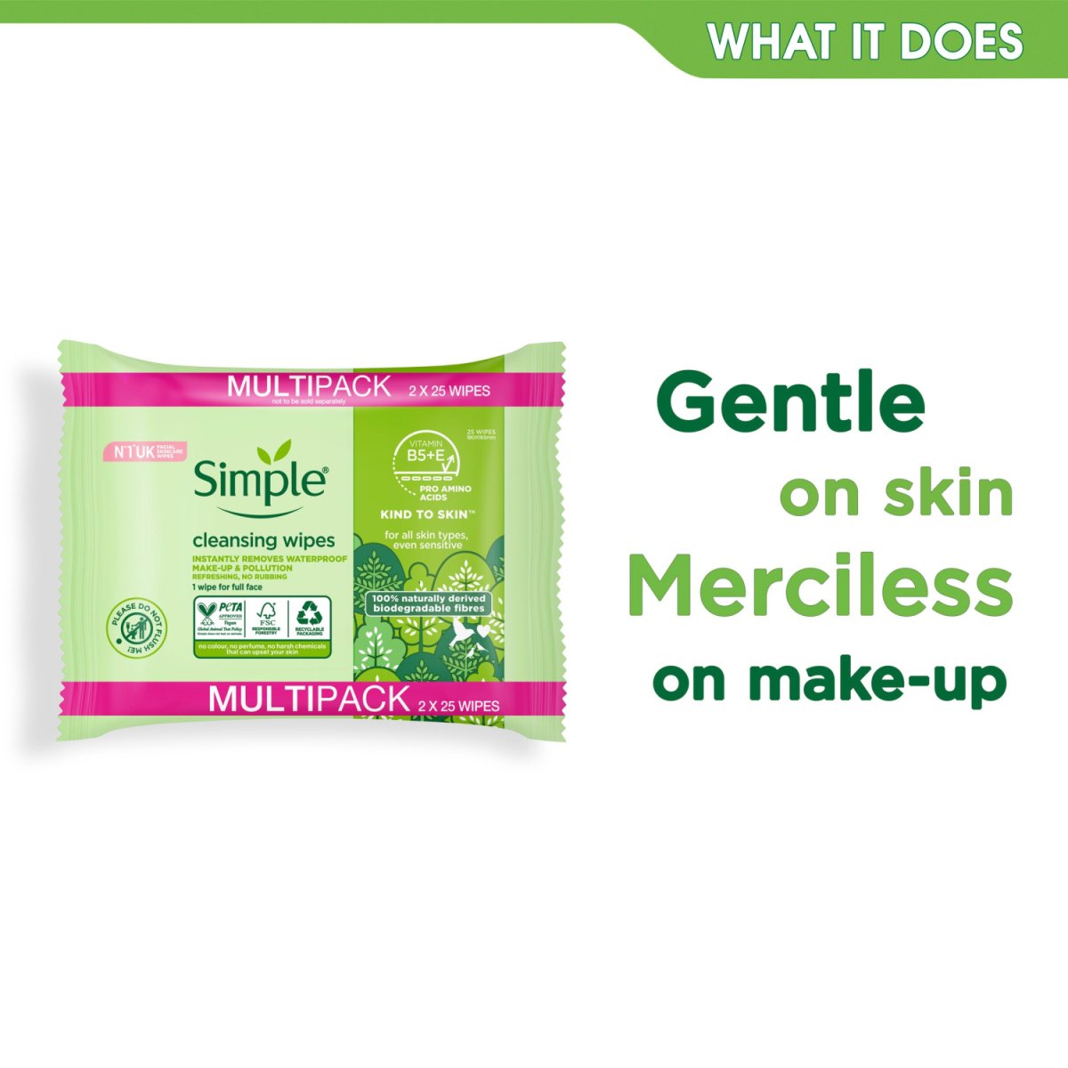 Simple Bio Wipes Multi Pack 2x25's - Intamarque - Wholesale 8720181209451