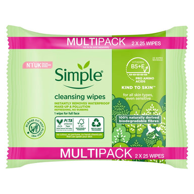 Simple Bio Wipes Multi Pack 2x25's - Intamarque - Wholesale 8720181209451