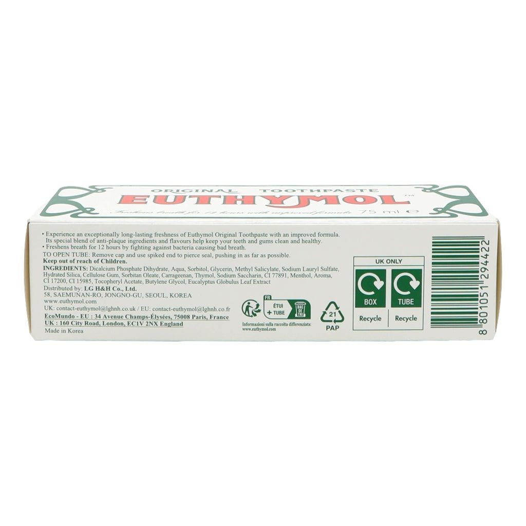 Euthymol Toothpaste 75ml Original (4x12) - Intamarque - Wholesale 8801051294422