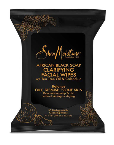 Shea Moisture African Black Soap Facial Wipes Clarifying 24 Pc 30 Ct - Intamarque - Wholesale