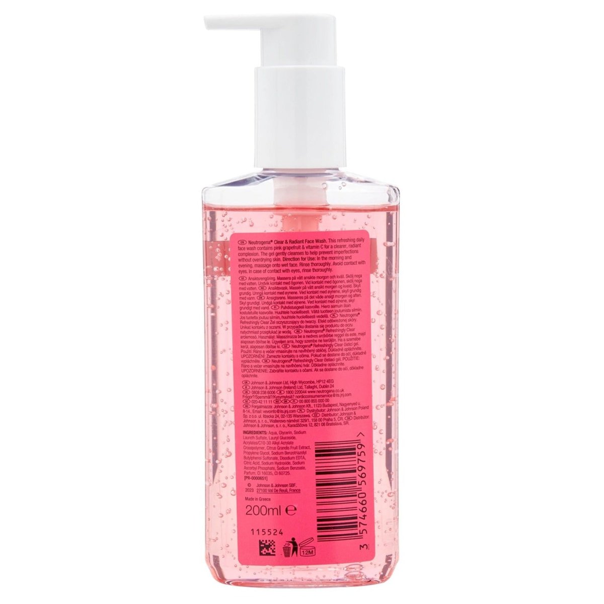 Neutrogena Visibly Clear Pink Grapefruit Facial Wash - Intamarque 3574660569759