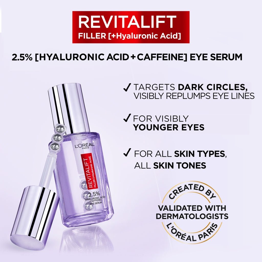 L'Oreal Revitalift Filler 2.5% Ha + Caffeine Eye Serum 20Ml - Intamarque 3600524025540