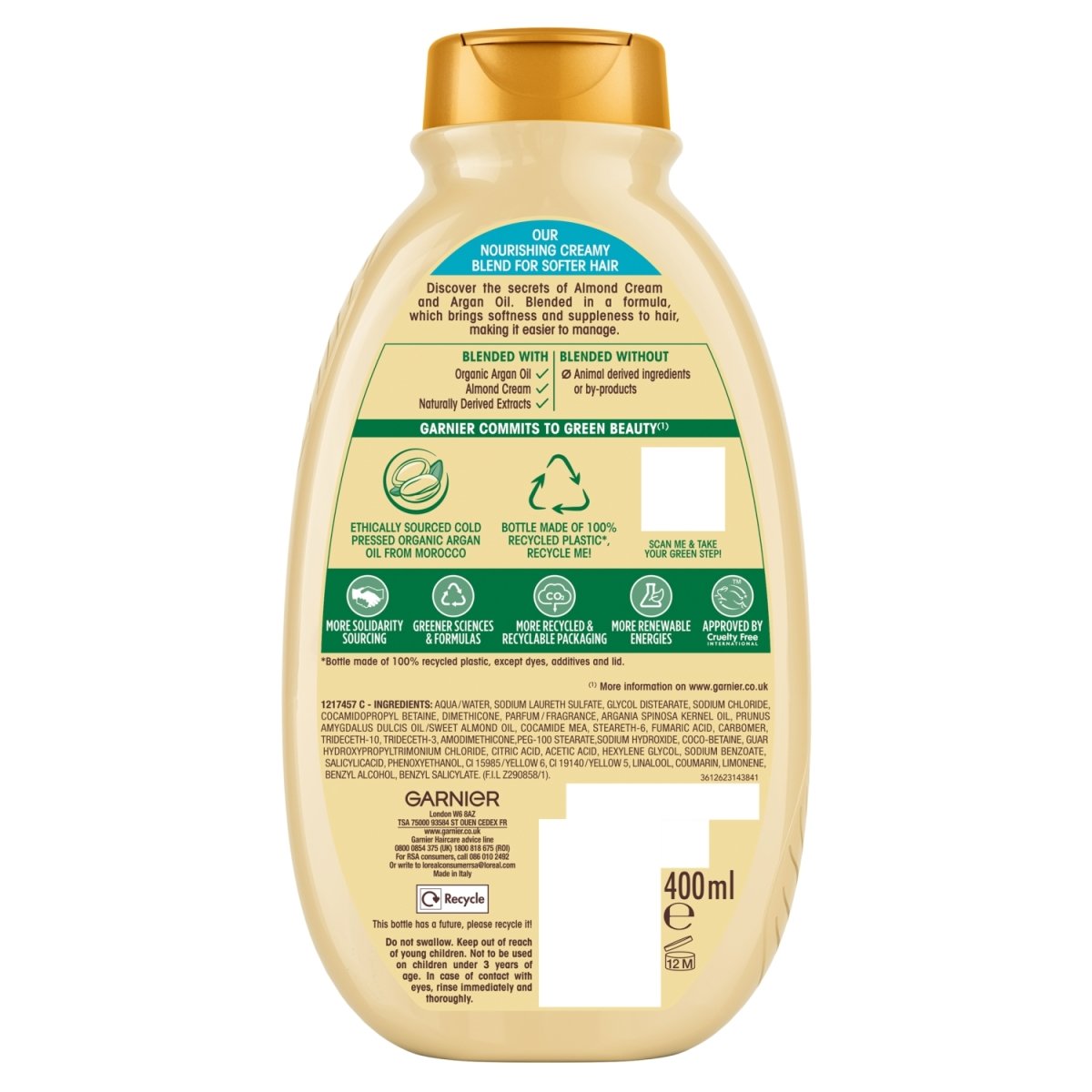 Garnier Ultimate Blends Argan Richness (Argan Oil & Almond Cream) Shampoo 400ml - Intamarque 3600542462730