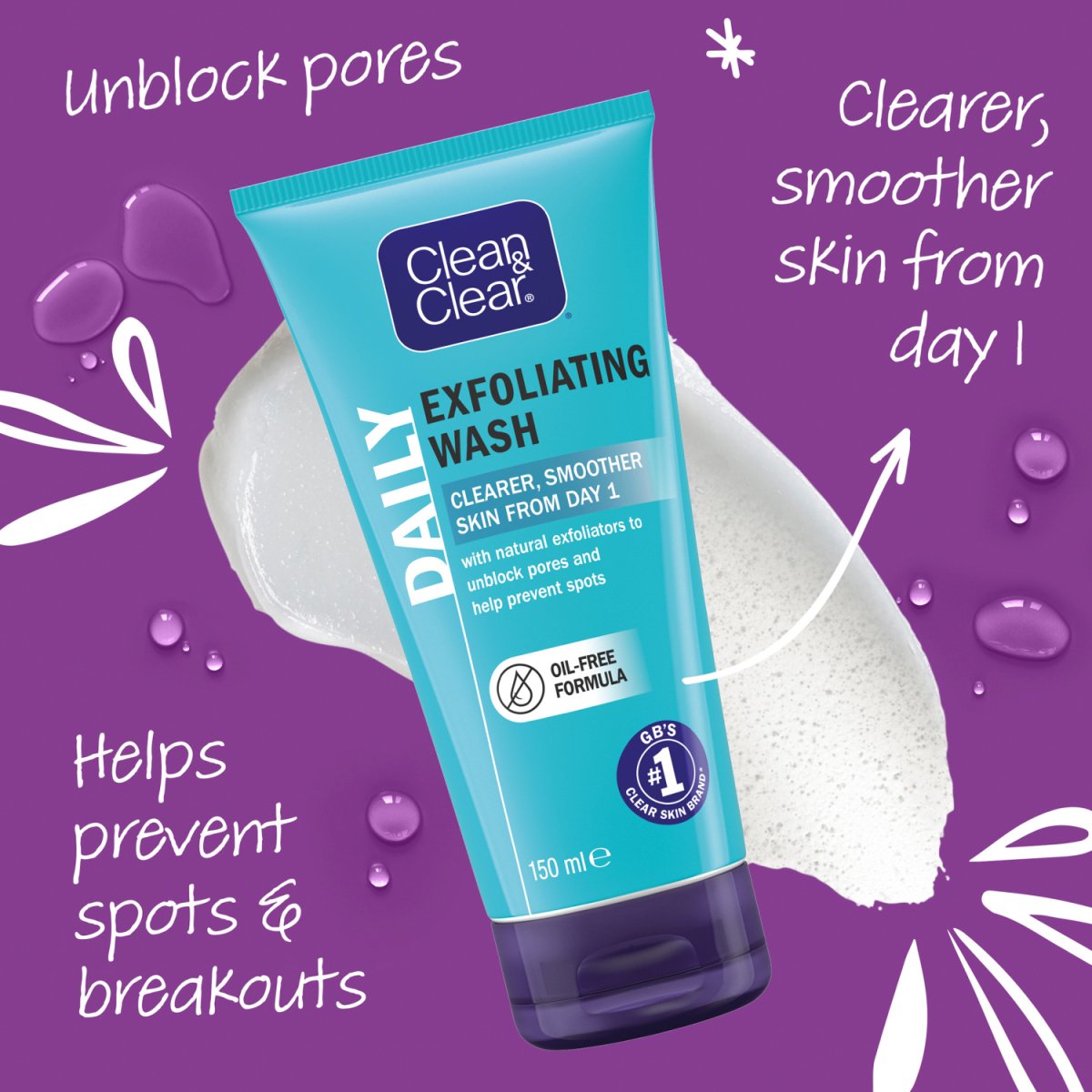 Clean & Clear 150ml Exfoliating Daily Wash - Intamarque - Wholesale 5000207007425