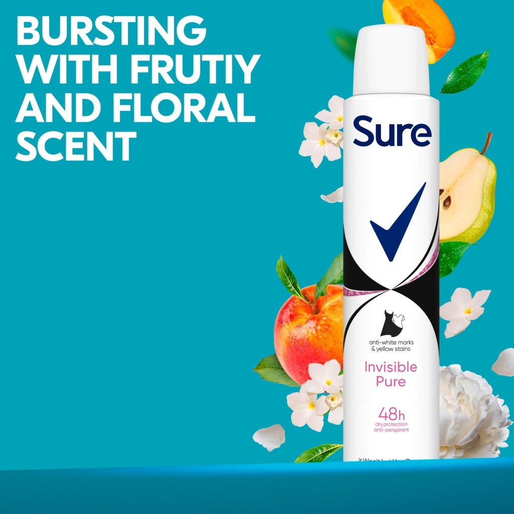 Sure Female Anti Perspirant Aerosol 200ml Invisible Pure - Intamarque - Wholesale 8720181334870